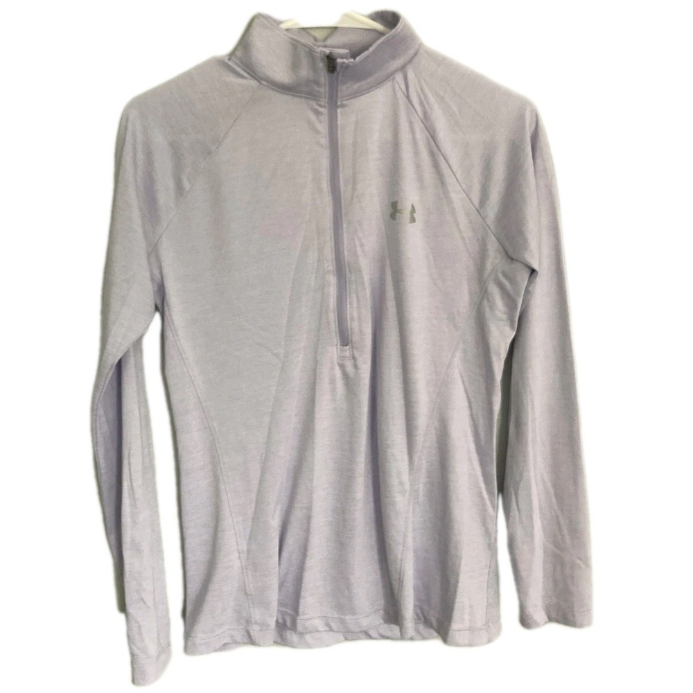 Under Armour Womens M Lavender Long Sleeve 1/2 Zip HeatGear Athletic Wear EUC
